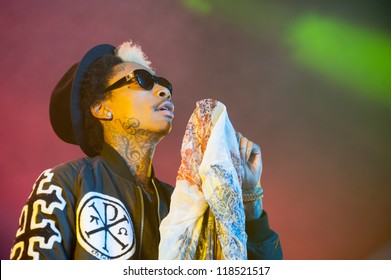 SACRAMENTO, CA - NOVEMBER 11: Wiz Khalifa Performs In His 2050 World Tour At Sleep Train Arena On November 11, 2012 In Sacramento, California.