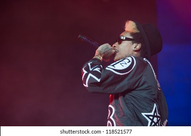 SACRAMENTO, CA - NOVEMBER 11: Wiz Khalifa Performs In His 2050 World Tour At Sleep Train Arena On November 11, 2012 In Sacramento, California.