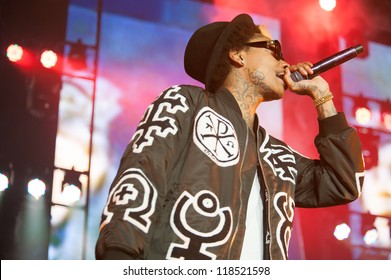 SACRAMENTO, CA - NOVEMBER 11: Wiz Khalifa Performs In His 2050 World Tour At Sleep Train Arena On November 11, 2012 In Sacramento, California.