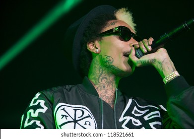 SACRAMENTO, CA - NOVEMBER 11: Wiz Khalifa Performs In His 2050 World Tour At Sleep Train Arena On November 11, 2012 In Sacramento, California.