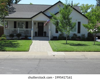 Sacramento, CA, USA, 9-09-2021: A Suburban House On A Quiet Street. 