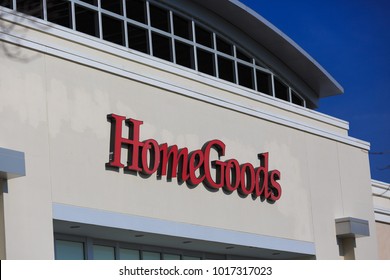 SACRAMENTO, CA, USA - FEB 2, 2018:  HomeGoods Company logo on Store front facade  
