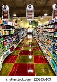 SACRAMENTO, CA, USA - OCT 9, 2018: The Nugget Grocery Store Shopping Aisle , A Very High End Store Chain In Northern California, 