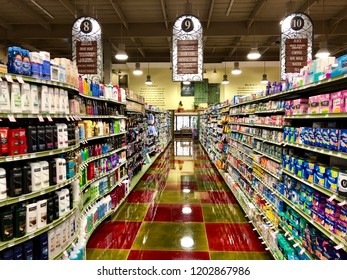 SACRAMENTO, CA, USA - OCT 9, 2018: The Nugget Grocery Store Shopping Aisle , A Very High End Store Chain In Northern California, 