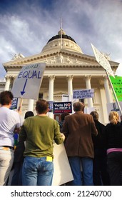 Sacramento, California, November 22, 2008: Protest Against The Passage Of Proposition 8 Banning Gay Marriage.