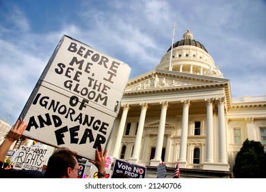 Sacramento, California, November 22, 2008: Protest Against The Passage Of Proposition 8 Banning Gay Marriage.