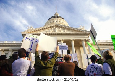 Sacramento, California, November 22, 2008: Protest Against The Passage Of Proposition 8 Banning Gay Marriage.