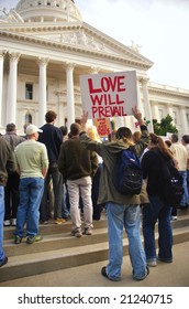 Sacramento, California, November 22, 2008: Protest Against The Passage Of Proposition 8 Banning Gay Marriage.