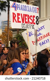 Sacramento, California, November 22, 2008: Protest Against The Passage Of Proposition 8 Banning Gay Marriage.