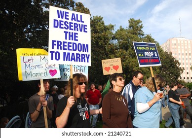 Sacramento, California, November 22, 2008: Protest Against The Passage Of Proposition 8 Banning Gay Marriage.