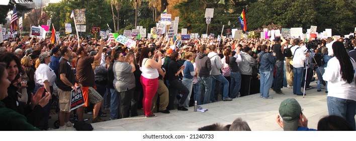 Sacramento, California, November 22, 2008: Protest Against The Passage Of Proposition 8 Banning Gay Marriage.