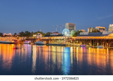 SACRAMENTO, CALIFORNIA, USA - MAY 8, 2021: Sacramento Landscape In The Evening