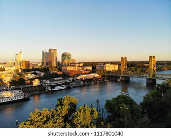 Sacramento Downtown by the river and tower bridge 