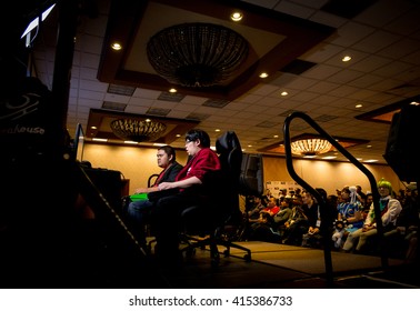 SACRAMENTO - MARCH 27: Justin Wong Of Evil Geniuses Versus Marn In Street Fighter V Match At Video Game Tournament On March 27, 2016 At NCR NorCal Regionals, The Premier Fighting Game Tournament.