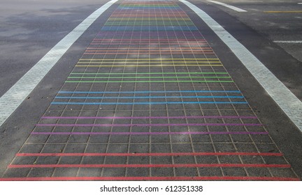 Sacramento Rainbow Stripe Crosswalk. Small And Large Donations Poured In, And In Five Months, $30,000 Was Raised To Create These Rainbow Stripes.