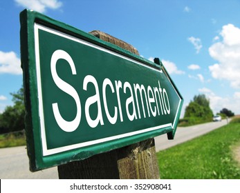 Sacramento Signpost Along A Rural Road