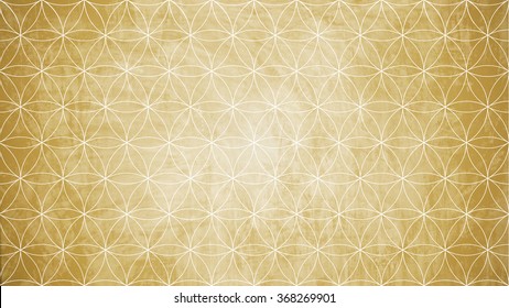 Sacred geometry in flower pattern shape on old paper texture 
