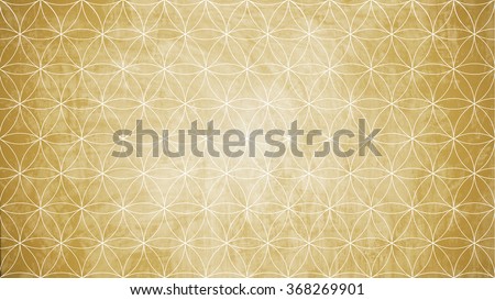 Sacred geometry in flower pattern shape on old paper texture 