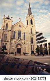 Sacred Heart Church in the center of Peoria, Illinois