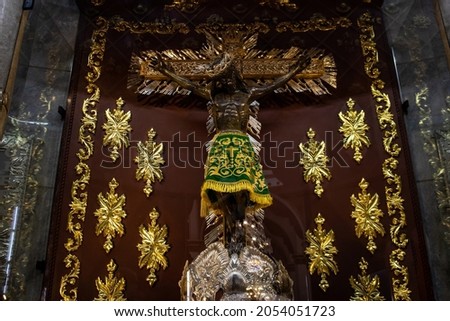 Sacred image of the Lord of Miracles housed since the 18th century at the Minor Basilica of the Lord of Miracles located in the city of Buga in Colombia