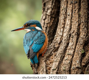 A sacred kingfisher is trying to get out of its nest - Powered by Shutterstock