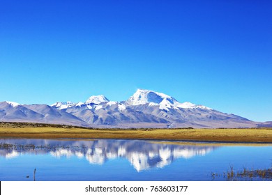 Sacred Lake In Tibet Landscape