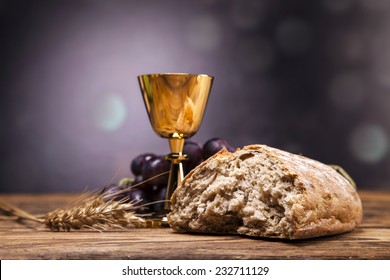 Sacred Objects, Bible, Bread And Wine.