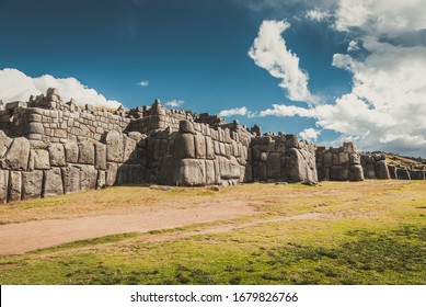 Sacsayhuaman fortress in Cusco, Peru. Inca ruins in Cusco or cuzco town.