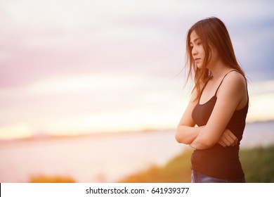 Sad asia woman unhappy - Shutterstock ID 641939377