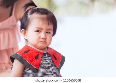 Sad Asian Baby Girl Crying And Upset