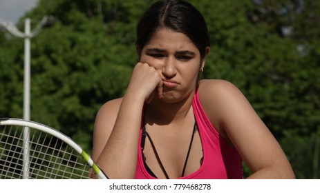 Sad Athletic Tennis Player Teen Female And Losing