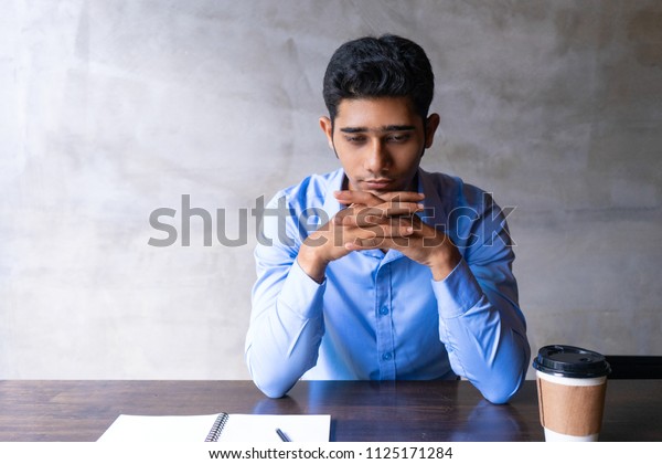 Sad Author Thinking Over Article Feeling Stock Photo (Edit Now) 1125171284