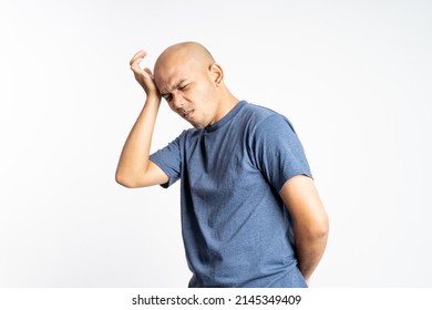 Sad Bald Man Holding His Bald Stock Photo 2145349409 | Shutterstock