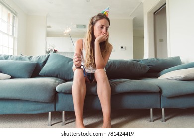 Sad Bored Woman At A Party Having No Fun