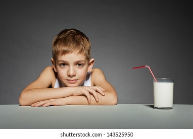 Sad Boy Sitting Glass Milk Stock Photo 143525950 | Shutterstock