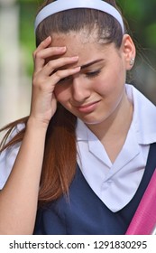 Sad Catholic Colombian Person Wearing School Uniform