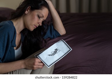 Sad Caucasian Woman With Death Notice In Hand