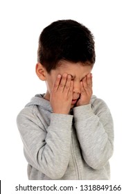 Sad Child Crying Isolated On A White Background