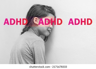 Sad Child Girl With ADHD. Lonely Schoolgirl Has Mental Health Issues And Difficulties With Social Recognition. The Concept Of Social Rejection And Pessimism.