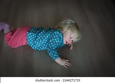 Sad Crying Child On The Floor, Pain, Stress