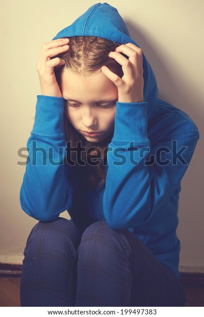 Sad Depressed Teen Girl Hood Stock Photo 199497383 | Shutterstock