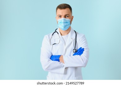 Sad Doctor On A Blue Background