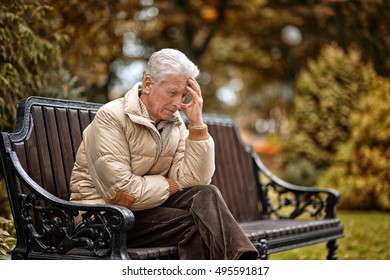 Sad Elderly Man Outdoors