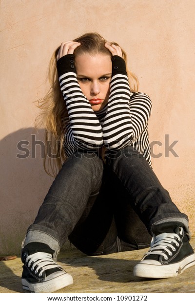 Sad Emo Kid Stock Photo Edit Now