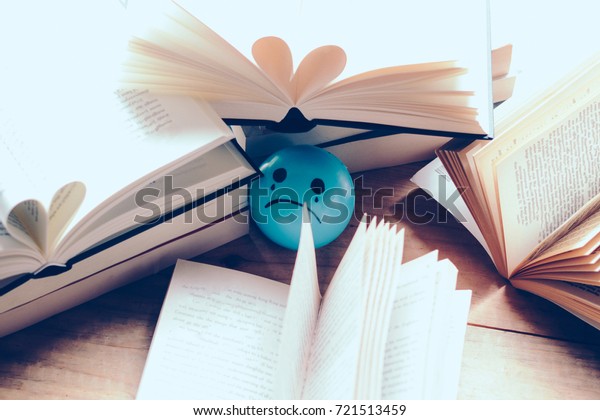 Sad Face Ball Blue Many Books Stock Photo 721513459 | Shutterstock