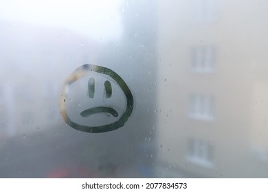 Sad face drawn foggy
