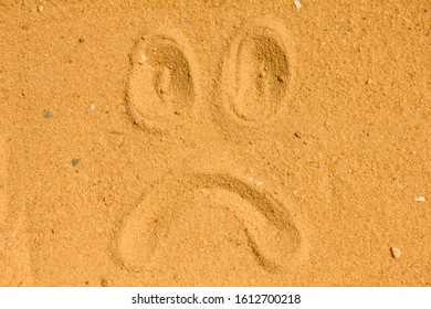 Sad Face Images  Emotion Draw On The Sand And Nature