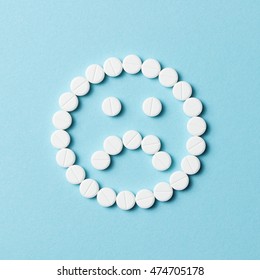 Sad Face Made White Round Pills Stock Photo 474705178 | Shutterstock