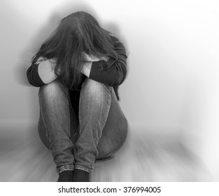 Sad Girl Black White Stock Photo (Edit Now) 376994005