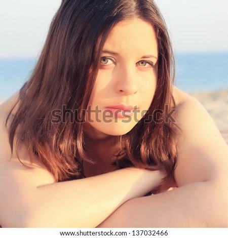 Similar – Portrait of a woman at the Baltic Sea